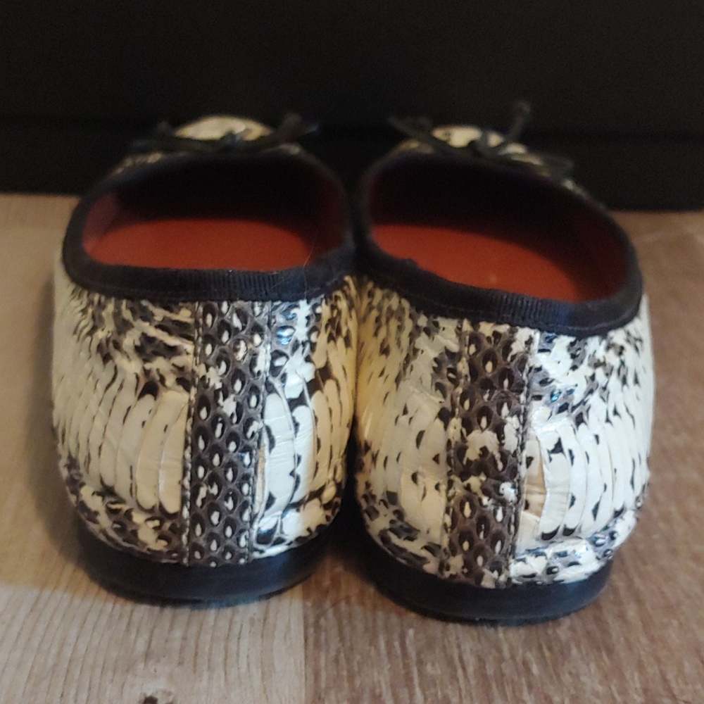 Coach Lola leather ballet flat in black white snake/python animal print - Picture 5 of 14